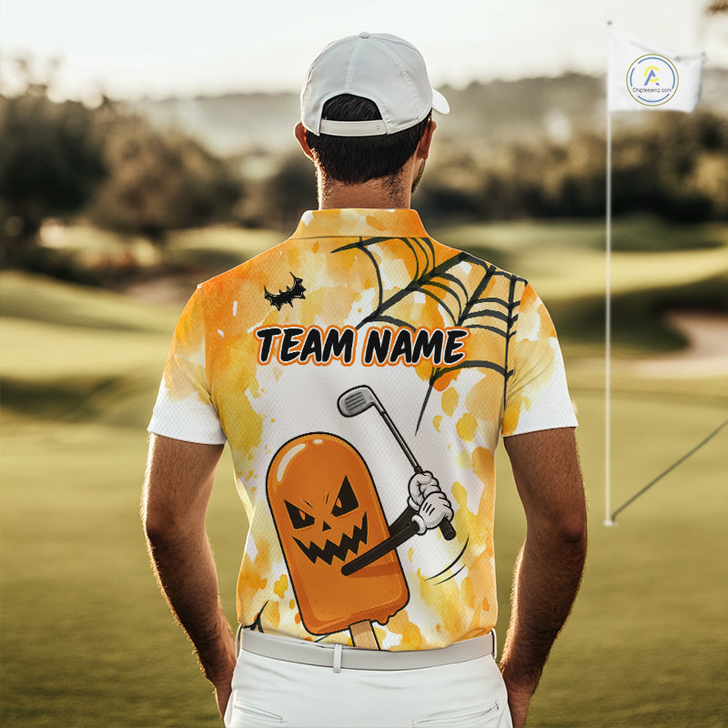 Funny Spooky Ice Cream Golf Polo Shirt Personalized Halloween Team Golf Apparel Golf Gifts