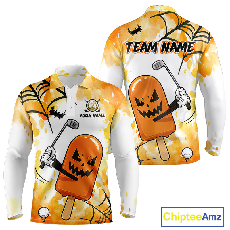 Funny Spooky Ice Cream Golf Polo Shirt Personalized Halloween Team Golf Apparel Golf Gifts