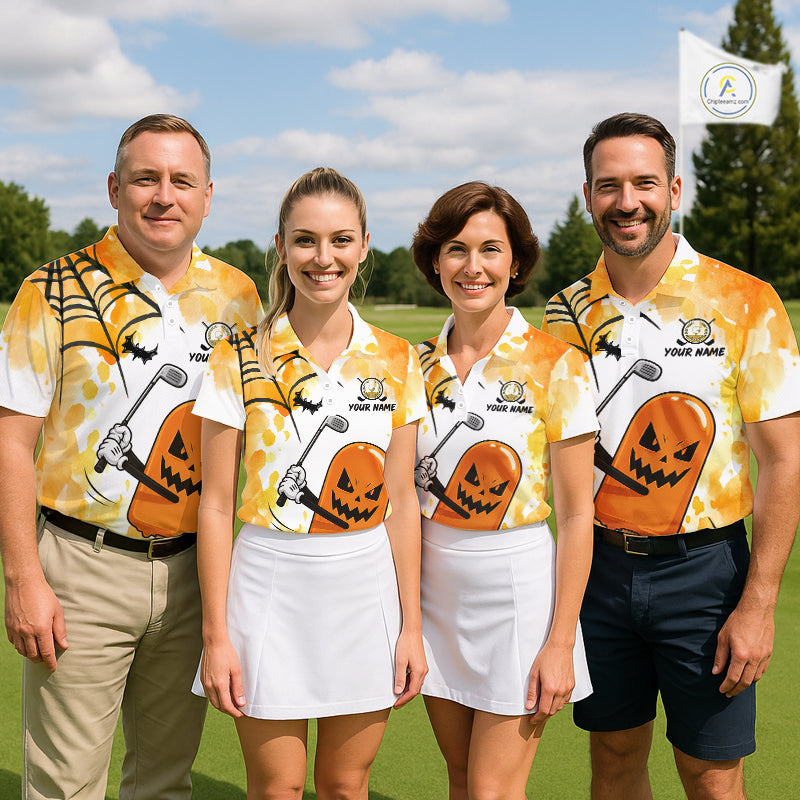 Funny Spooky Ice Cream Golf Polo Shirt Personalized Halloween Team Golf Apparel Golf Gifts