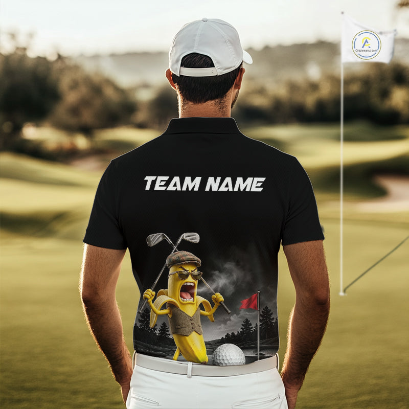 Custom Funny Golf Polo Shirt Angry Banana Golfer Shirt Custom Name Team Golf Jersey