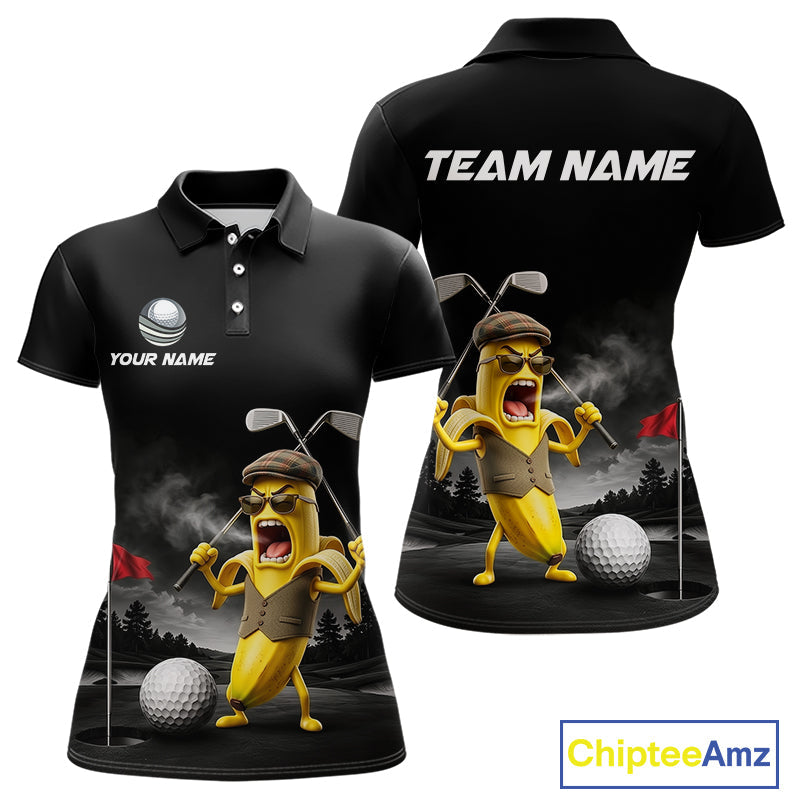 Custom Funny Golf Polo Shirt Angry Banana Golfer Shirt Custom Name Team Golf Jersey