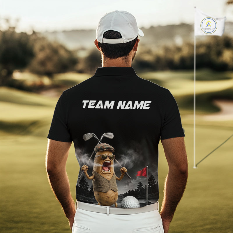 Custom Funny Golf Polo Shirt Angry Potato Golfer Shirt Custom Name Team Golf Jersey