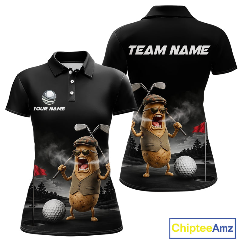 Custom Funny Golf Polo Shirt Angry Potato Golfer Shirt Custom Name Team Golf Jersey