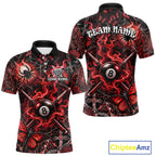 Personalized 8 Ball Red Smoke Billiard Team Name Shirt Gothic Spider Butterfly Pool Ball Billiard