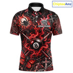 Personalized 8 Ball Red Smoke Billiard Team Name Shirt Gothic Spider Butterfly Pool Ball Billiard