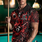 Personalized 8 Ball Red Smoke Billiard Team Name Shirt Gothic Spider Butterfly Pool Ball Billiard