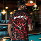 Personalized 8 Ball Red Smoke Billiard Team Name Shirt Gothic Spider Butterfly Pool Ball Billiard