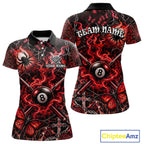 Personalized 8 Ball Red Smoke Billiard Team Name Shirt Gothic Spider Butterfly Pool Ball Billiard