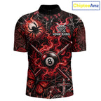 Personalized 8 Ball Red Smoke Billiard Team Name Shirt Gothic Spider Butterfly Pool Ball Billiard