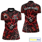 Personalized 8 Ball Red Smoke Billiard Team Name Shirt Gothic Spider Butterfly Pool Ball Billiard