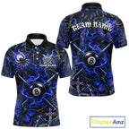 Personalized 8 Ball Blue Smoke Billiard Team Name Shirt Gothic Spider Butterfly Pool Ball Billiard