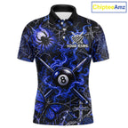Personalized 8 Ball Blue Smoke Billiard Team Name Shirt Gothic Spider Butterfly Pool Ball Billiard