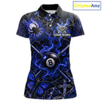 Personalized 8 Ball Blue Smoke Billiard Team Name Shirt Gothic Spider Butterfly Pool Ball Billiard