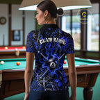Personalized 8 Ball Blue Smoke Billiard Team Name Shirt Gothic Spider Butterfly Pool Ball Billiard