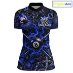 Personalized 8 Ball Blue Smoke Billiard Team Name Shirt Gothic Spider Butterfly Pool Ball Billiard