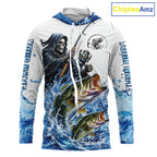 Custom Bass Fishing Jersey Long Sleeve Grim Reaper Largemouth Bass Duo Fishing Shirt Apparel