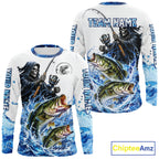 Custom Bass Fishing Jersey Long Sleeve Grim Reaper Largemouth Bass Duo Fishing Shirt Apparel