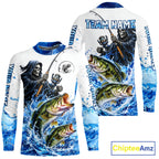 Custom Bass Fishing Jersey Long Sleeve Grim Reaper Largemouth Bass Duo Fishing Shirt Apparel
