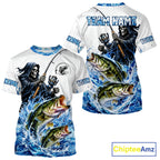 Custom Bass Fishing Jersey Long Sleeve Grim Reaper Largemouth Bass Duo Fishing Shirt Apparel