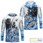 Custom Salmon Fishing Jersey Long Sleeve Grim Reaper Chinook Salmon Duo Fishing Shirt Apparel