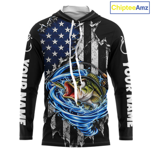 Custom Tornado Largemouth Bass Fishing Team Jersey US Flag Fishing Tournament Shirt