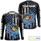 Custom Tornado Largemouth Bass Fishing Team Jersey US Flag Fishing Tournament Shirt