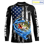 Custom Tornado Largemouth Bass Fishing Team Jersey US Flag Fishing Tournament Shirt