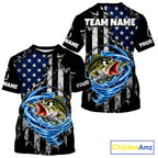 Custom Tornado Largemouth Bass Fishing Team Jersey US Flag Fishing Tournament Shirt