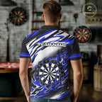 Black And Blue Dartboard Fire Flame Darts Team Shirt Custom Darts Polo 1/4-Zip Jersey