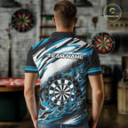 Black And Teal Dartboard Fire Flame Darts Team Shirt Custom Darts Polo 1/4-Zip Jersey