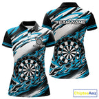 Black And Teal Dartboard Fire Flame Darts Team Shirt Custom Darts Polo 1/4-Zip Jersey
