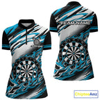 Black And Teal Dartboard Fire Flame Darts Team Shirt Custom Darts Polo 1/4-Zip Jersey