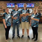 Black And Teal Dartboard Fire Flame Darts Team Shirt Custom Darts Polo 1/4-Zip Jersey