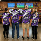 Black And Purple Dartboard Fire Flame Darts Team Shirt Custom Darts Polo 1/4-Zip Jersey