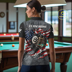 Custom 8 Ball Broken US Flag Billiard Shirt Patriotic Skeleton Pooler Billiards Team Jersey