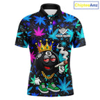Custom Funny Crown 8 Ball Pool Polo 1/4-Zip Shirt Neon Leaf Billiard Team Jersey