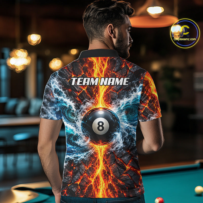 Custom Fire And Ice Dragon 8 Ball Pool Billiard Shirt Personalized Team Name Billiard Apparel