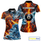 Custom Fire And Ice Dragon 8 Ball Pool Billiard Shirt Personalized Team Name Billiard Apparel