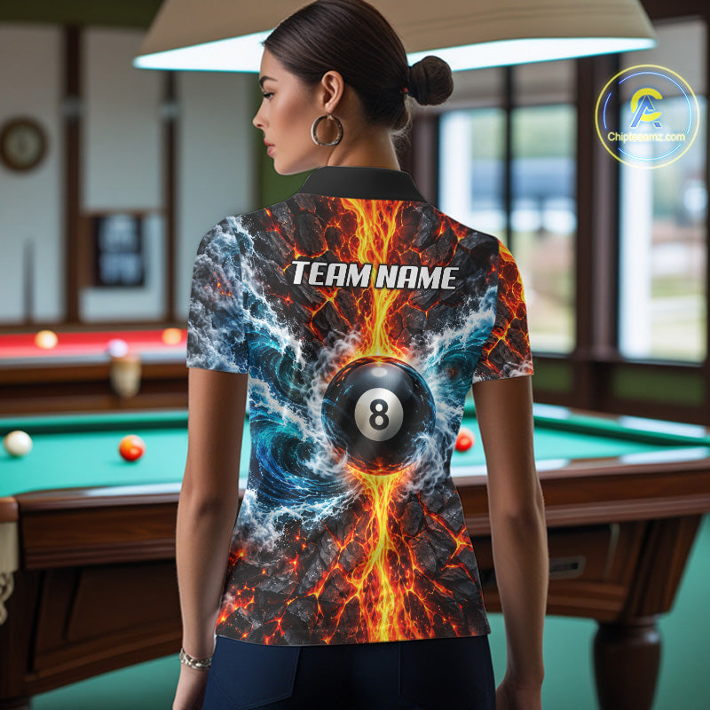 Custom Fire And Ice Dragon 8 Ball Pool Billiard Shirt Personalized Team Name Billiard Apparel