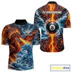 Custom Fire And Ice Dragon 8 Ball Pool Billiard Shirt Personalized Team Name Billiard Apparel