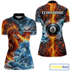 Custom Fire And Ice Dragon 8 Ball Pool Billiard Shirt Personalized Team Name Billiard Apparel