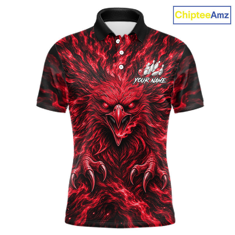 Red Lightning Eagle Bowling Polo 1/4-Zip Custom Crown Wings Bowling Strike Team Apparel