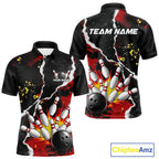 Grunge Black & Red Strike Bowling Ball & Pins Shirts Personalized Bowling Team Outfits