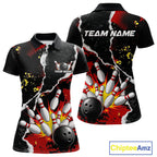 Grunge Black & Red Strike Bowling Ball & Pins Shirts Personalized Bowling Team Outfits