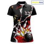 Grunge Black & Red Strike Bowling Ball & Pins Shirts Personalized Bowling Team Outfits