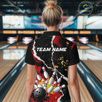 Grunge Black & Red Strike Bowling Ball & Pins Shirts Personalized Bowling Team Outfits