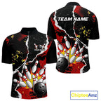 Grunge Black & Red Strike Bowling Ball & Pins Shirts Personalized Bowling Team Outfits