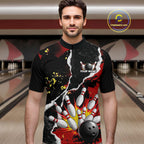 Grunge Black & Red Strike Bowling Ball & Pins Shirts Personalized Bowling Team Outfits