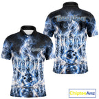 Blue & White Crystal Glass Pins And Ball Bowling Shirt Custom Smokes Bowling Team Jersey