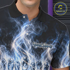 Blue & White Crystal Glass Pins And Ball Bowling Shirt Custom Smokes Bowling Team Jersey